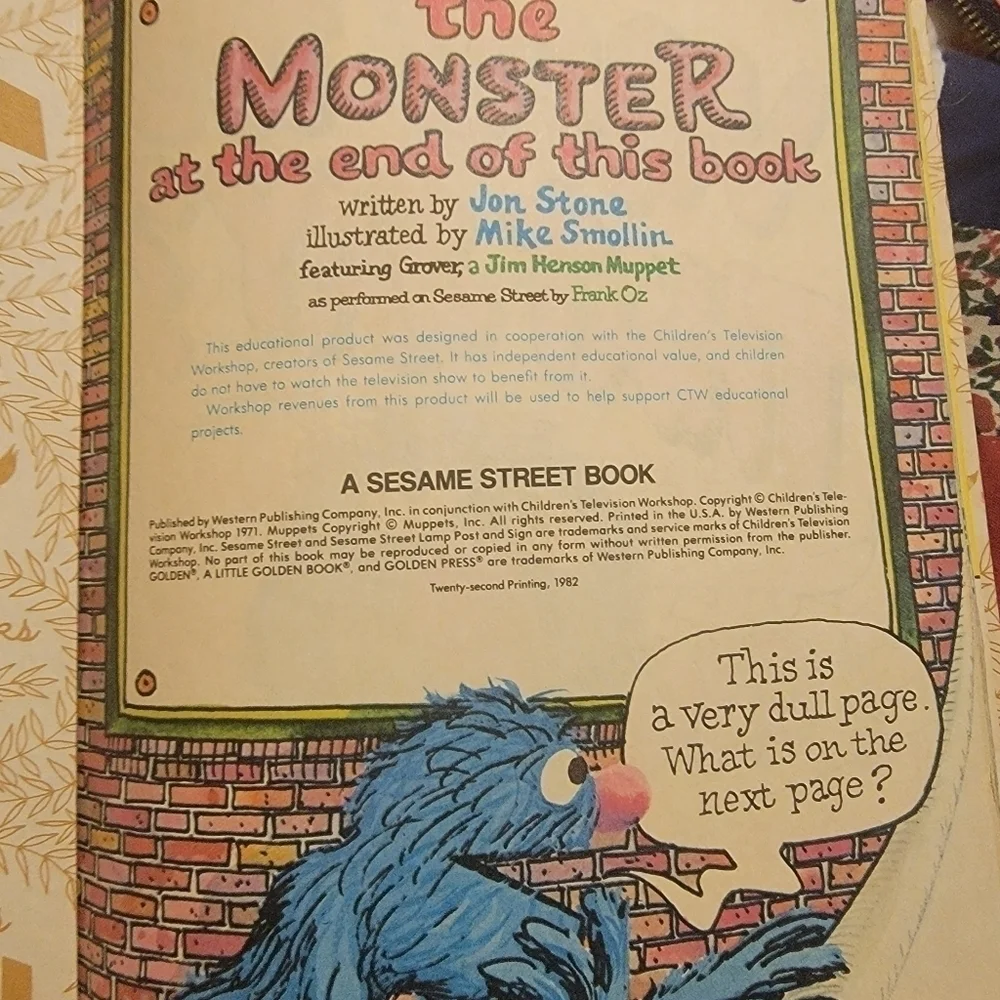 Sesame st. The monster at the end of this book